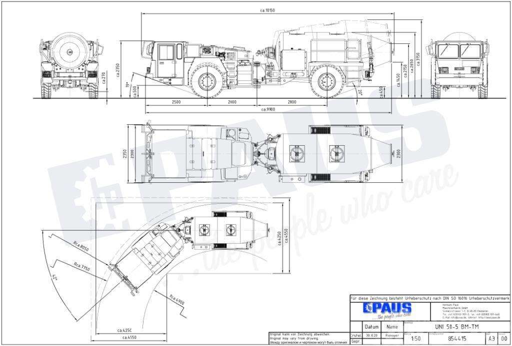 Paus UNI 50-5 BM-TM / Mining / concrete transport mixer Інша підземна техніка