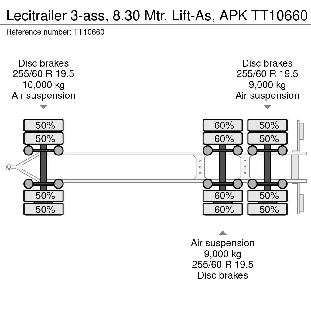 Lecitrailer 3-ass, 8.30 Mtr, Lift-As, APK Причепи-платформи/бокове розвантаження