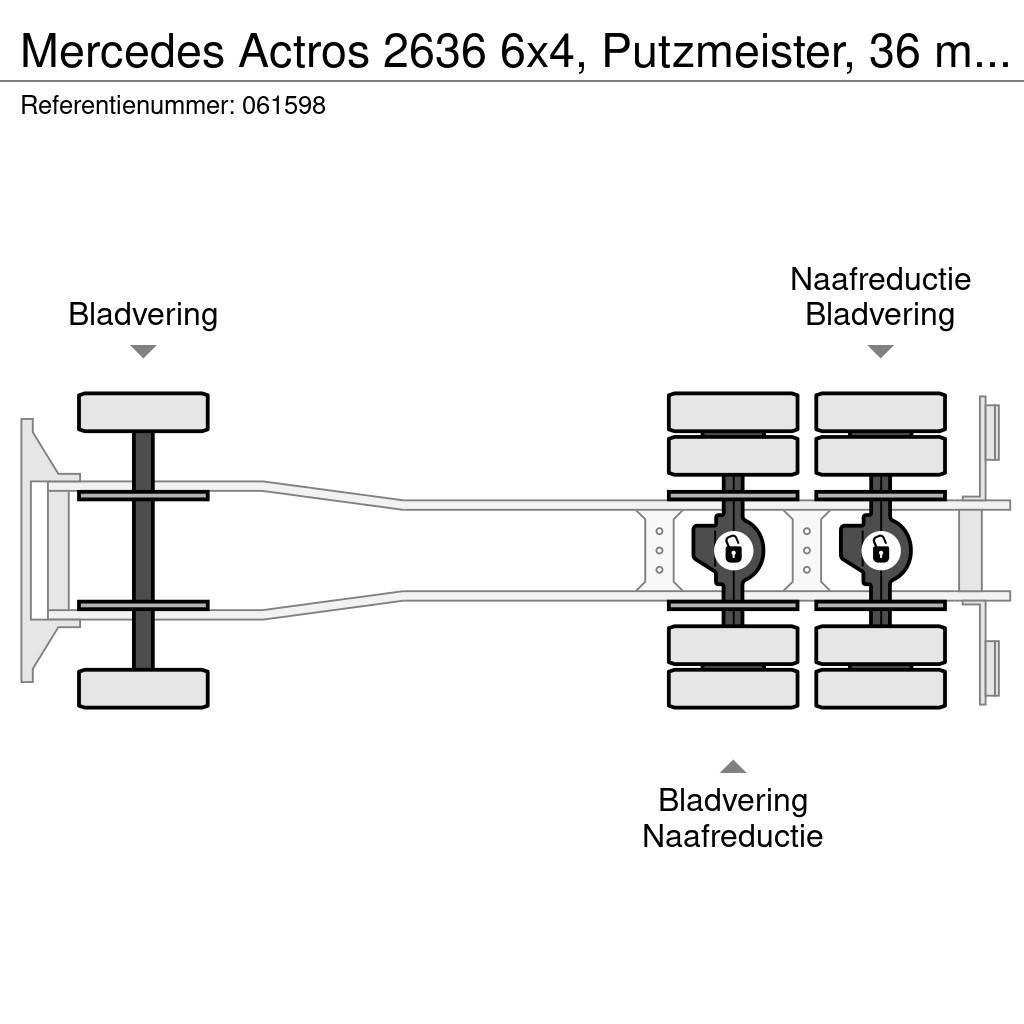Mercedes-Benz Actros 2636 6x4, Putzmeister, 36 mtr, Remote, 3 pe Бетононасоси