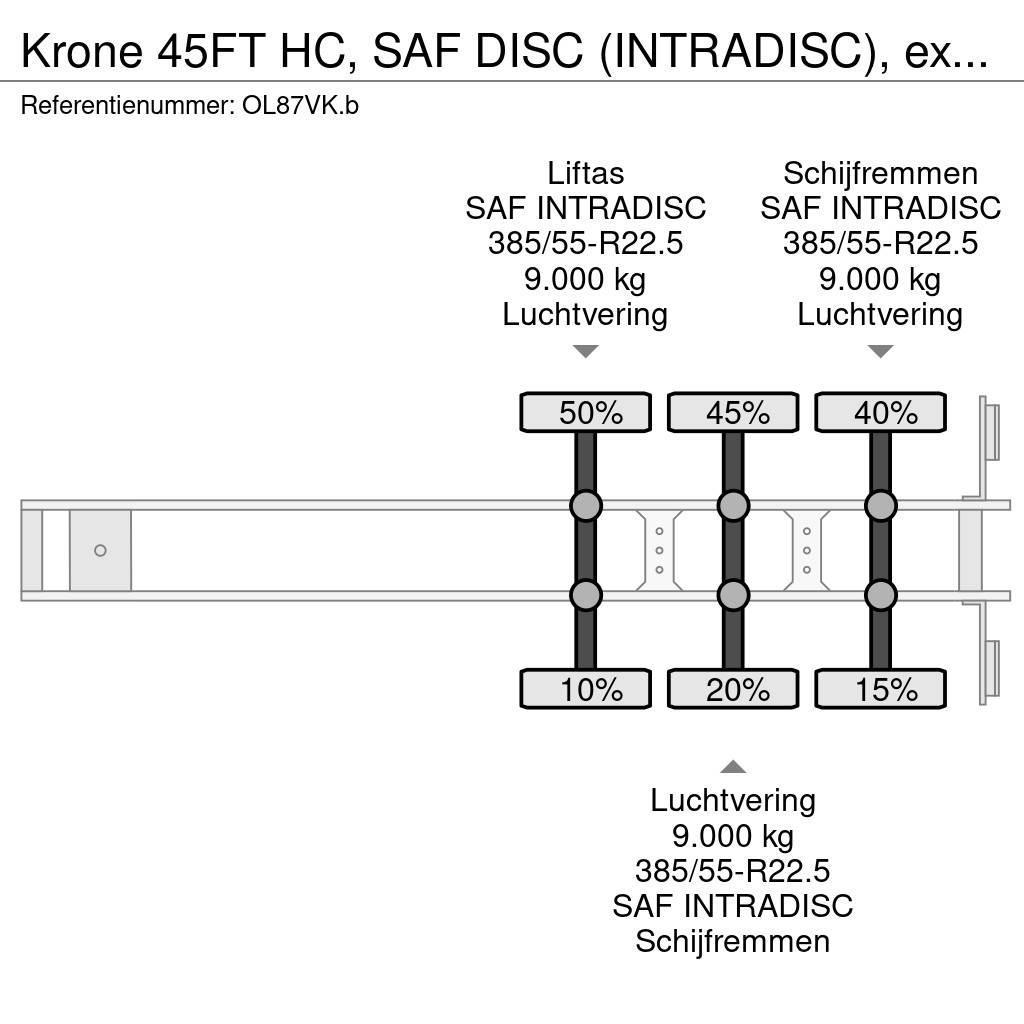 Krone 45FT HC, SAF DISC (INTRADISC), extendable front+ r Напівпричепи для перевезення контейнерів