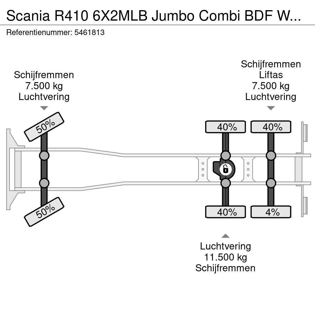 Scania R410 6X2MLB Jumbo Combi BDF Wechsel Hubdach Retard Фургони