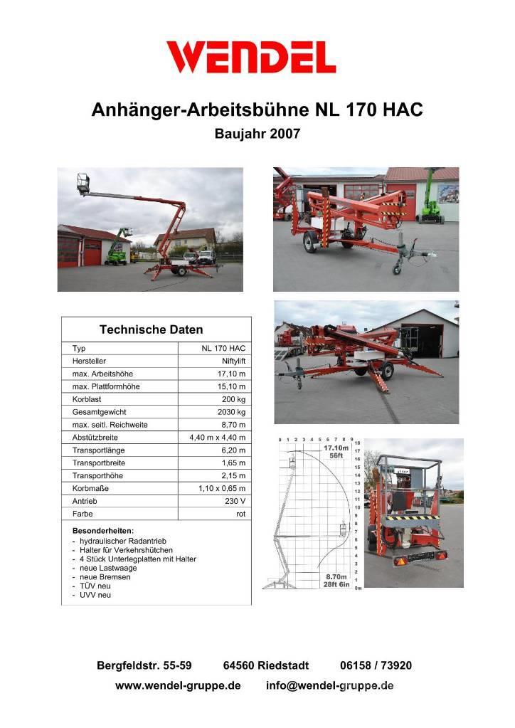 Niftylift NL 170 HAC Вишки-причепи