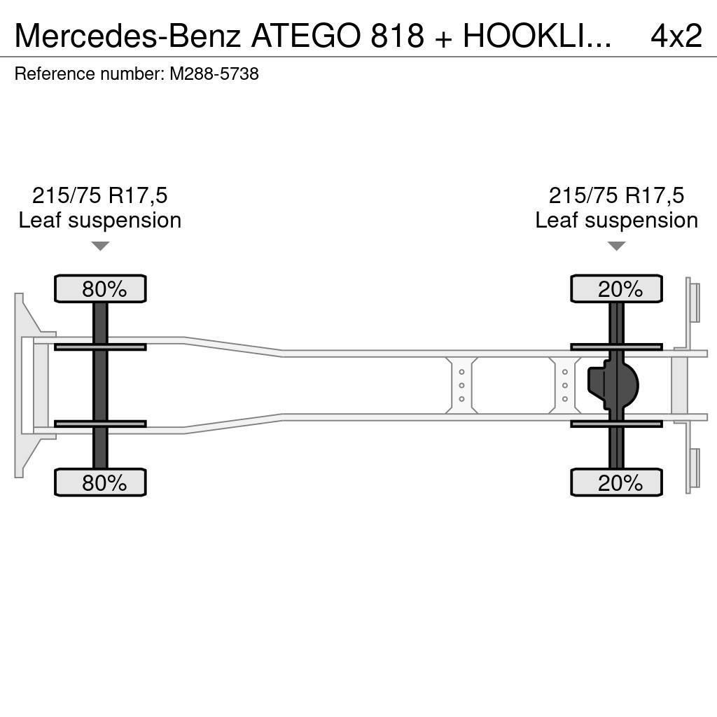 Mercedes-Benz ATEGO 818 + HOOKLIFT + BOX + ANALOG TACHO Вантажівки з гаковим підйомом