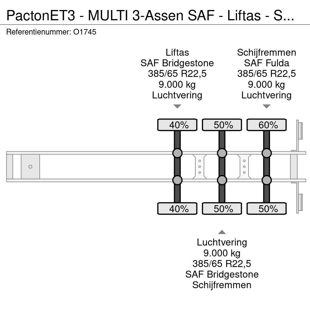 Pacton ET3 - MULTI 3-Assen SAF - Liftas - Schijfremmen - Напівпричепи для перевезення контейнерів