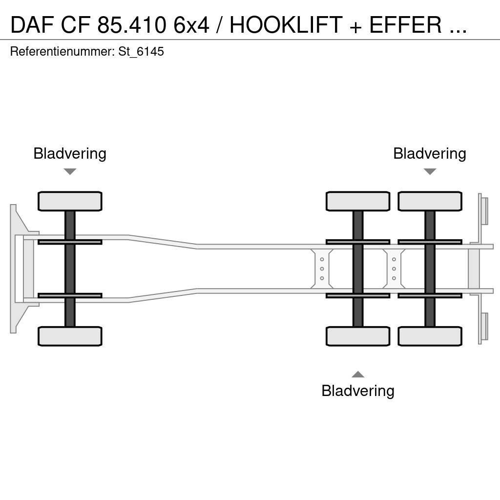 DAF CF 85.410 6x4 / HOOKLIFT + EFFER CRANE Автокрани