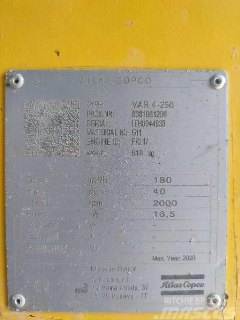Atlas Copco VAR 4-250 FKL 17 G11 TRAILER Гідронасоси