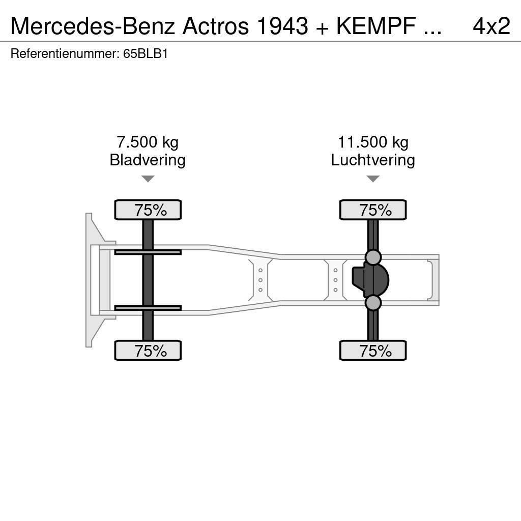 Mercedes-Benz Actros 1943 + KEMPF SKM 35/3 Zeer mooie NL combina Тягачі