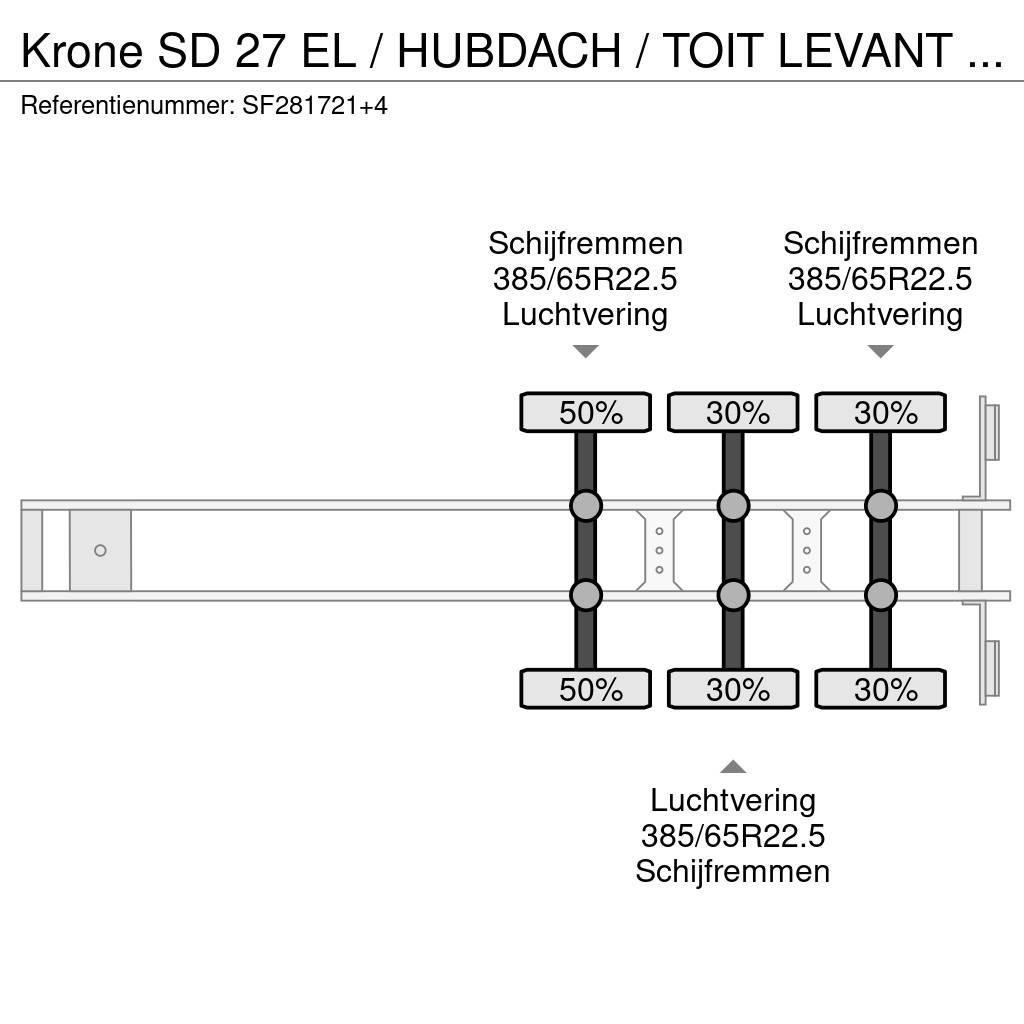 Krone SD 27 EL / HUBDACH / TOIT LEVANT / HEFDAK / COIL / Тентовані напівпричепи
