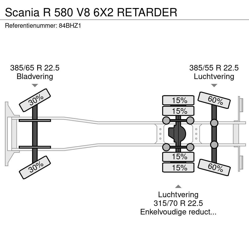 Scania R 580 V8 6X2 RETARDER Шасі з кабіною