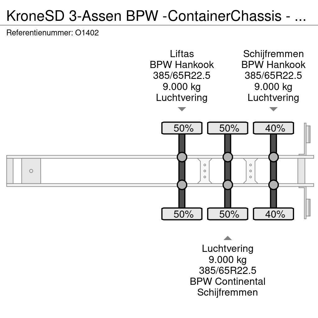 Krone SD 3-Assen BPW -ContainerChassis - Achterschuiver Напівпричепи для перевезення контейнерів