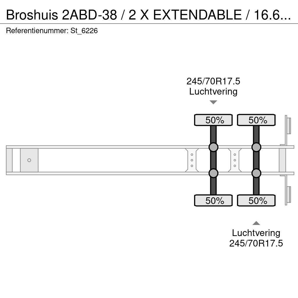 Broshuis 2ABD-38 / 2 X EXTENDABLE / 16.62 mtr BED / Низькорамні напівпричепи