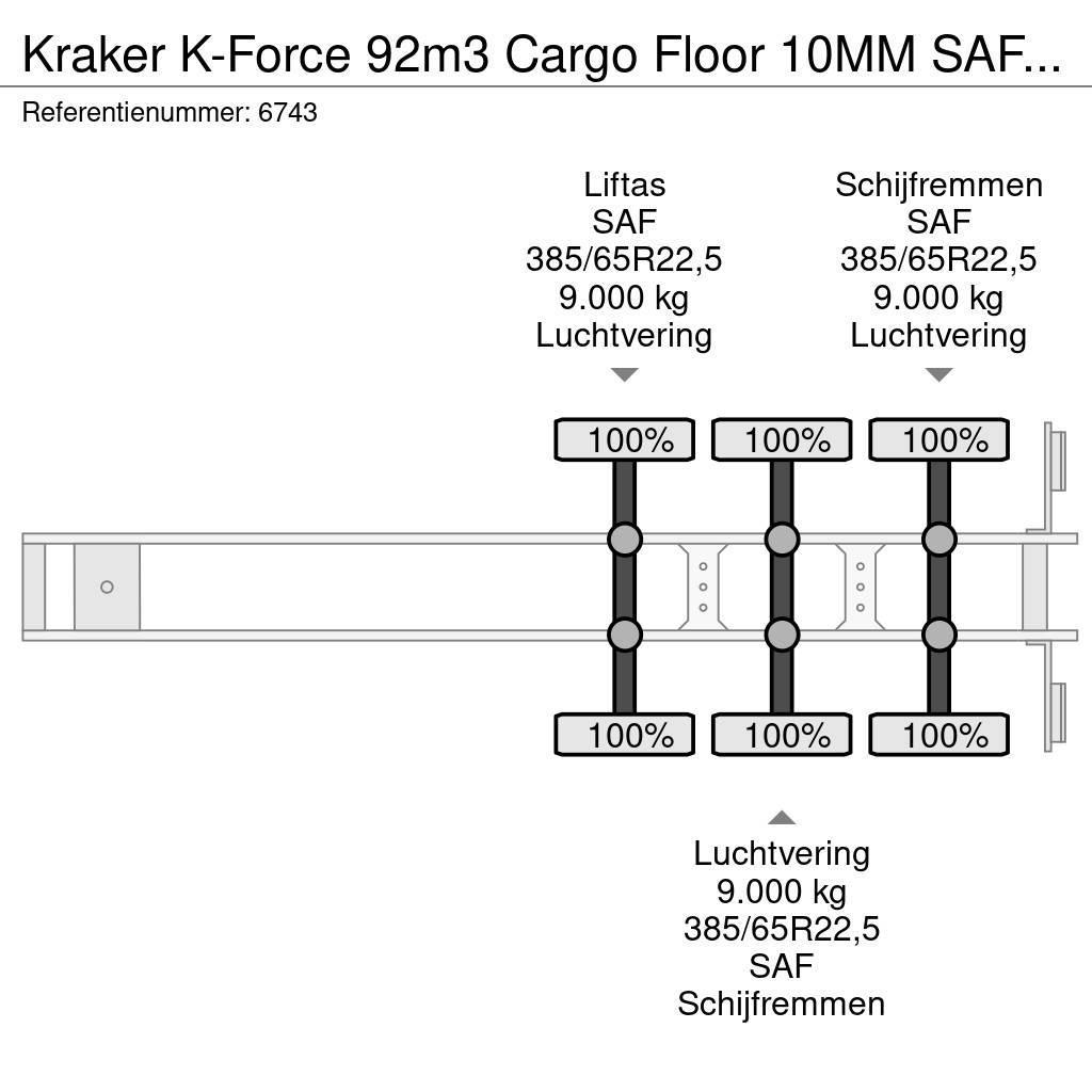 Kraker K-Force 92m3 Cargo Floor 10MM SAF, Liftachse, Remo Напівпричепи з рухомою підлогою