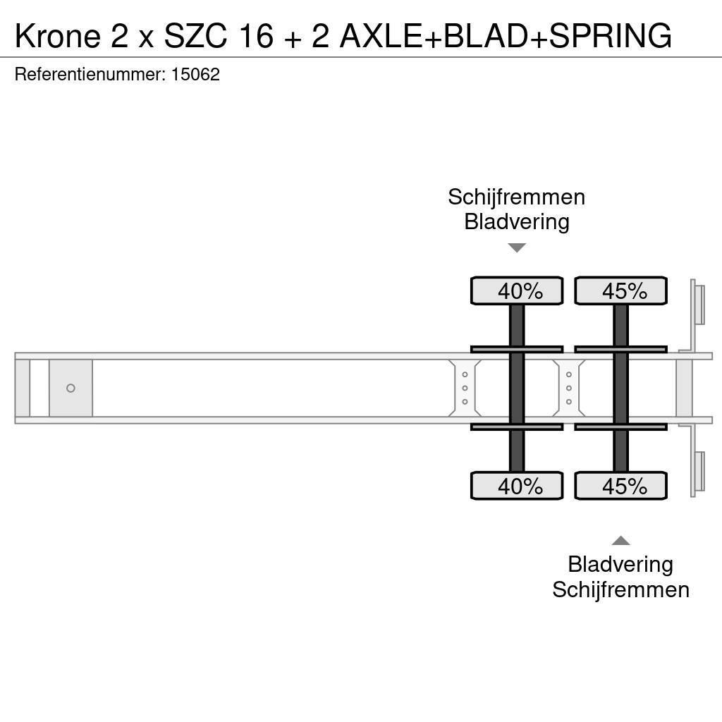 Krone 2 x SZC 16 + 2 AXLE+BLAD+SPRING Напівпричепи для перевезення контейнерів