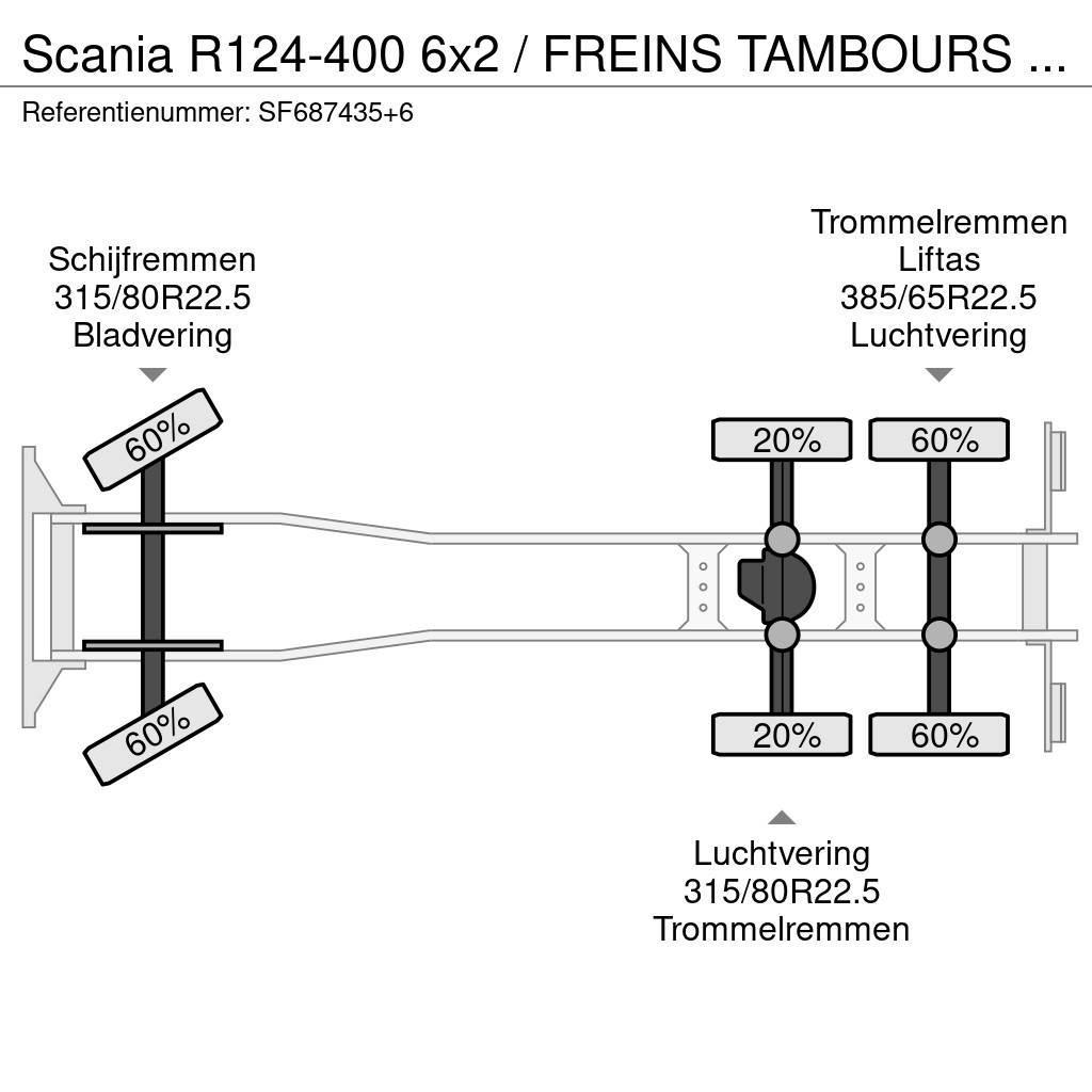 Scania R124-400 6x2 / FREINS TAMBOURS / DRUM BRAKES Вантажівки з гаковим підйомом