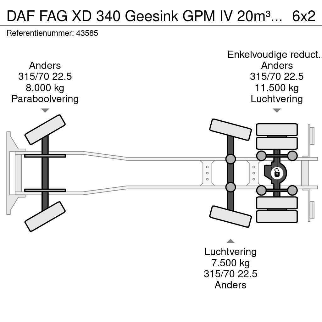 DAF FAG XD 340 Geesink GPM IV 20m³ GEC Welvaarts weigh Сміттєвози