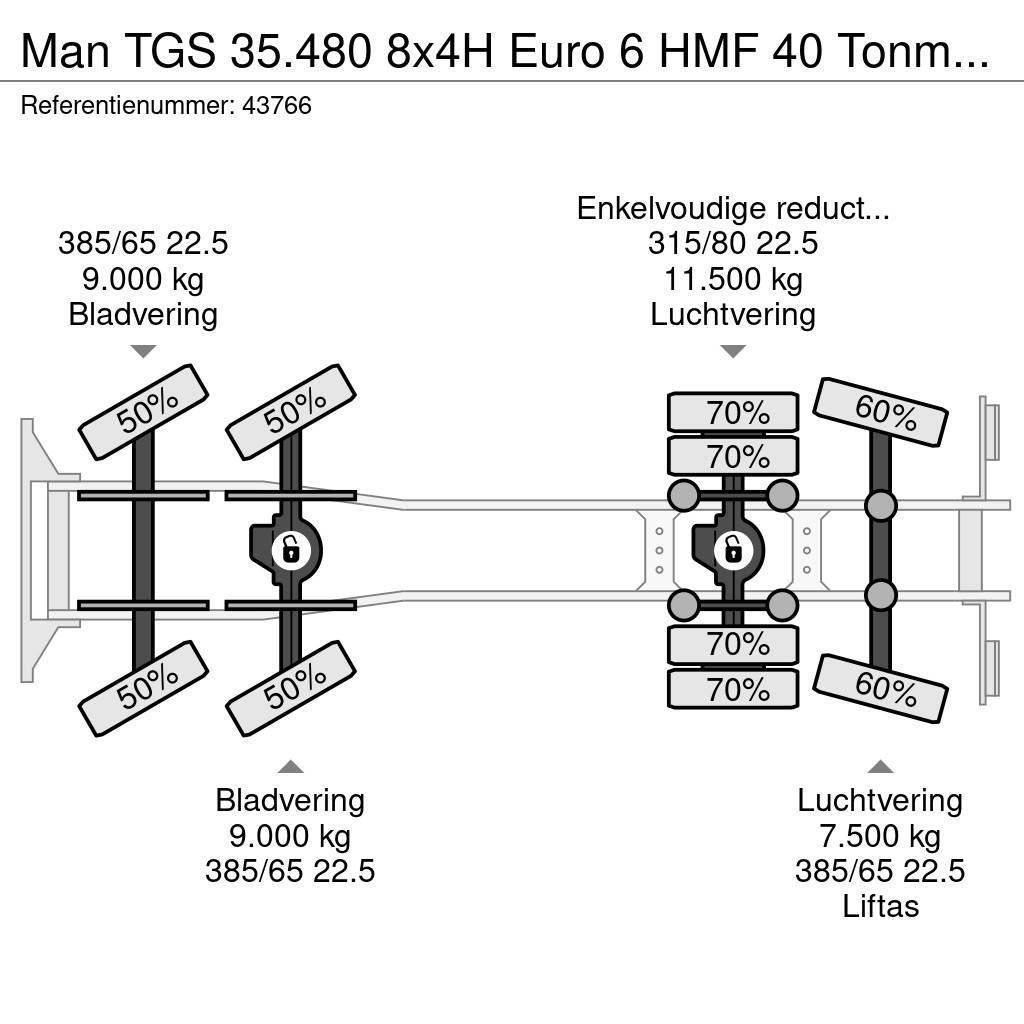 MAN TGS 35.480 8x4H Euro 6 HMF 40 Tonmeter laadkraan + автокрани