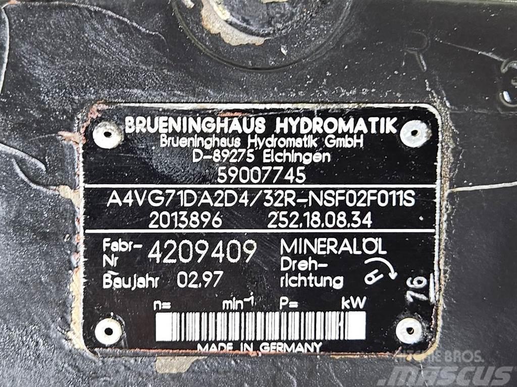 Brueninghaus Hydromatik A4VG71DA2D4/32R-Drive pump/Fahrpumpe Гідравліка