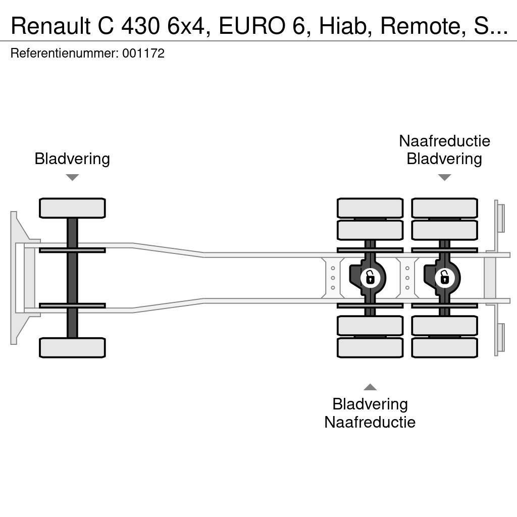 Renault C 430 6x4, EURO 6, Hiab, Remote, Steel suspension Вантажівки-платформи/бокове розвантаження