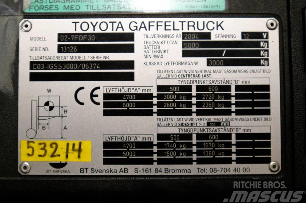 Toyota 7FDF30, 3-tons dieselmotviktstruck med 5m lyftöjd Дизельні навантажувачі