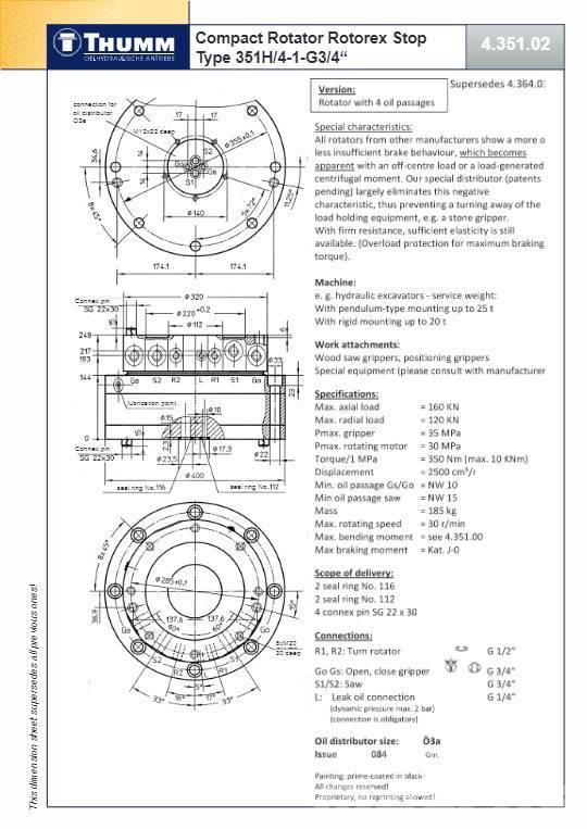 Thumm 351 H-4-1 | ROTATOR HYDRAULICZNY | 16 Ton Ротори