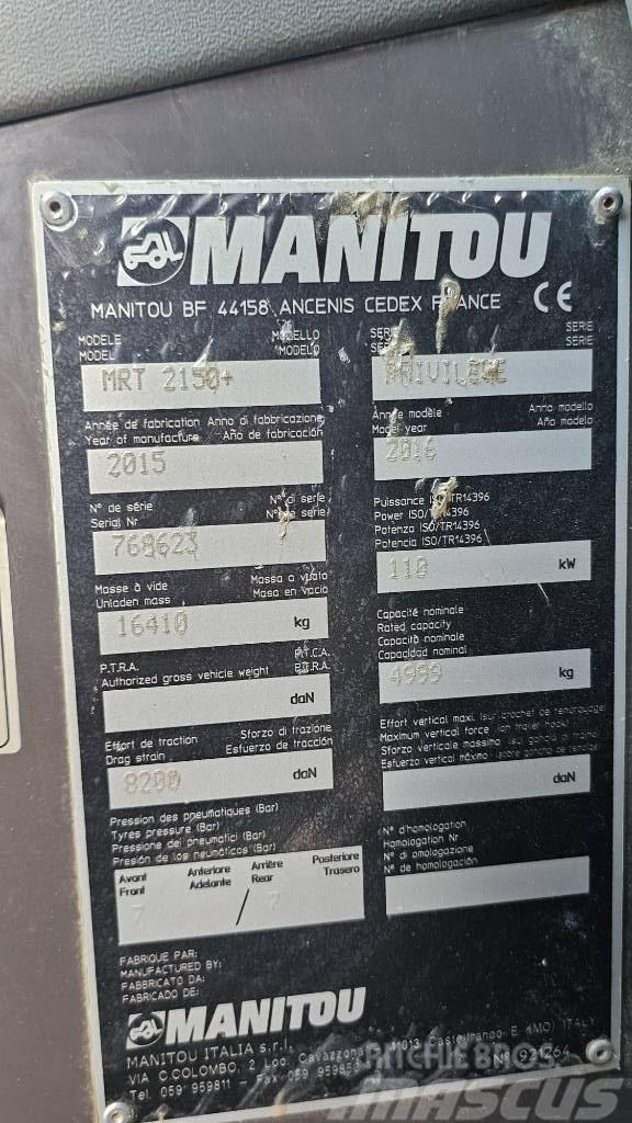 Manitou MRT 2150 Plus Privilege Телескопічні навантажувачі