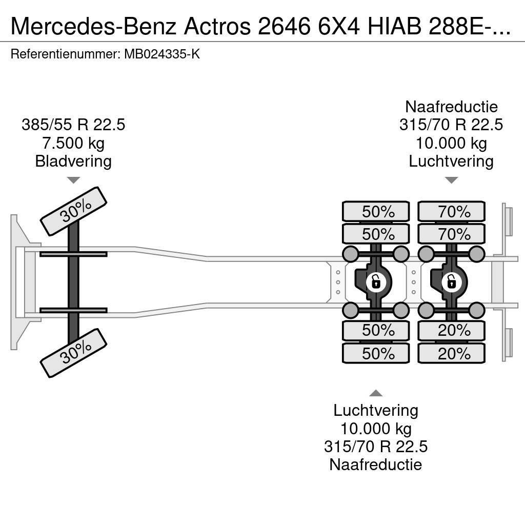 Mercedes-Benz Actros 2646 6X4 HIAB 288E-6 HiPro + FLYJIB 70X + R автокрани