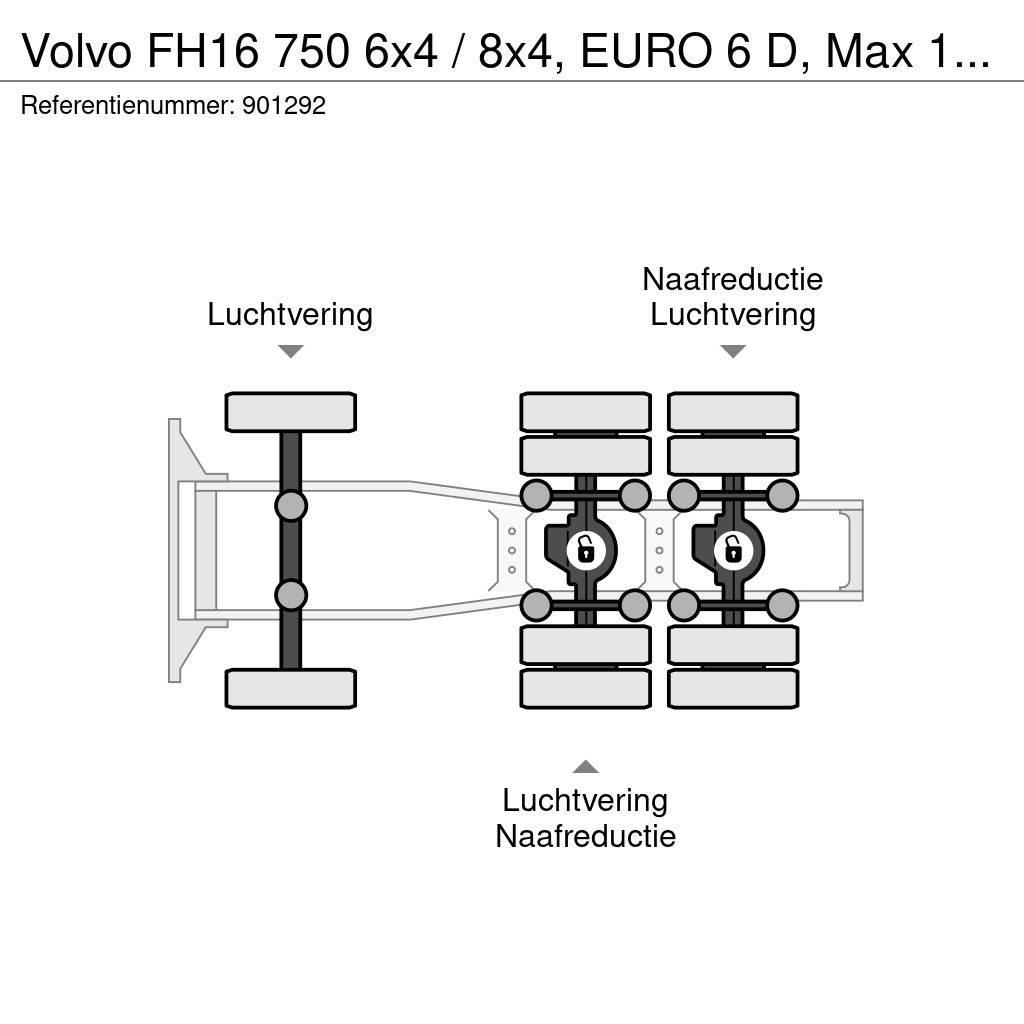 Volvo FH16 750 6x4 / 8x4, EURO 6 D, Max 150.000 kg, Reta Тягачі