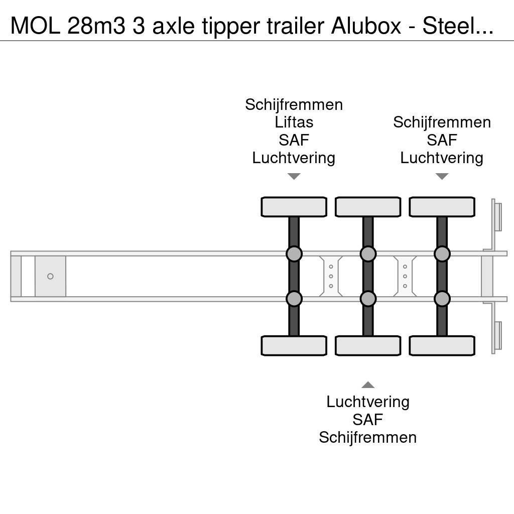 MOL 28m3 3 axle tipper trailer Alubox - Steelchassis ( Напівпричепи-самоскиди