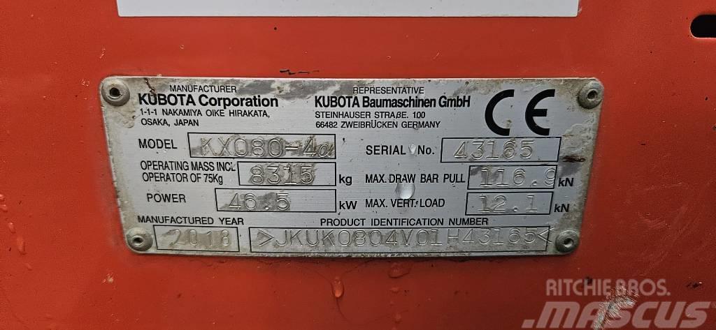 Kubota KX 080-4 Міні-екскаватори < 7т