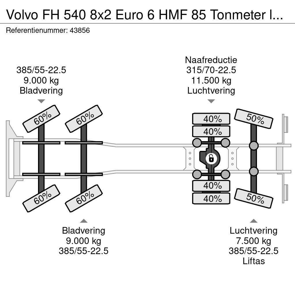 Volvo FH 540 8x2 Euro 6 HMF 85 Tonmeter laadkraan + Fly- автокрани