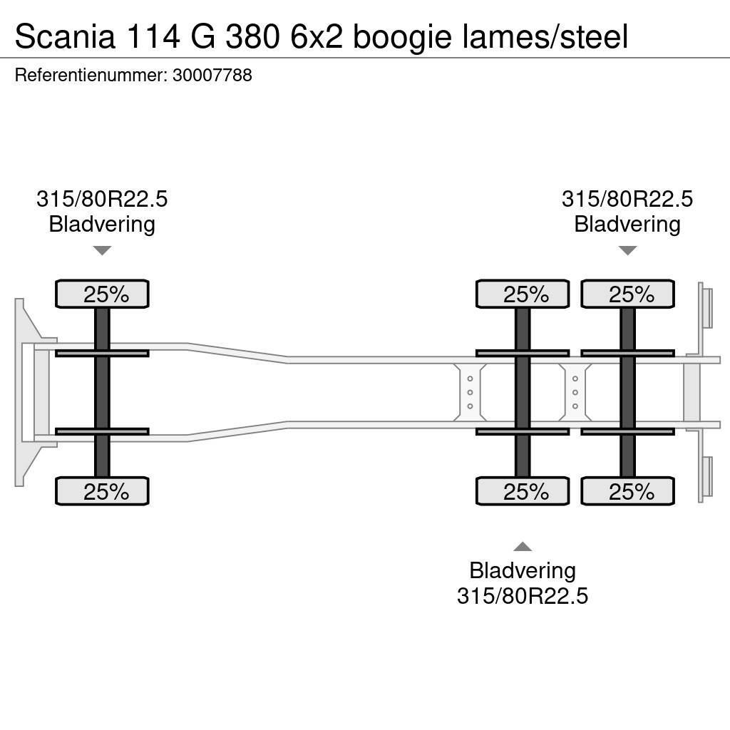 Scania 114 G 380 6x2 boogie lames/steel Шасі з кабіною