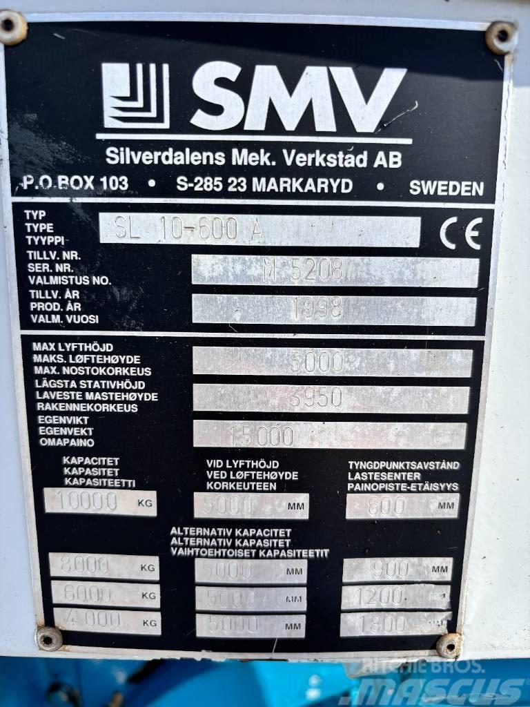 SMV SL 10-600 A + extra counterweight 12t. capacity Дизельні навантажувачі