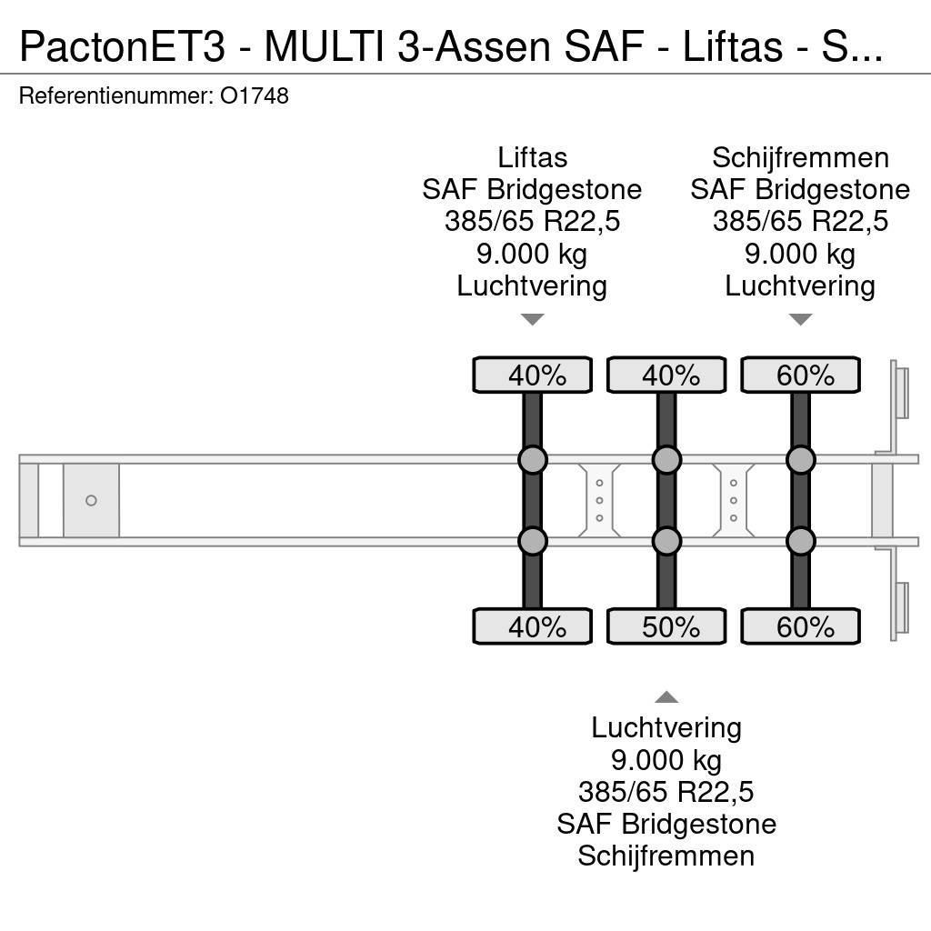 Pacton ET3 - MULTI 3-Assen SAF - Liftas - Schijfremmen - Напівпричепи для перевезення контейнерів