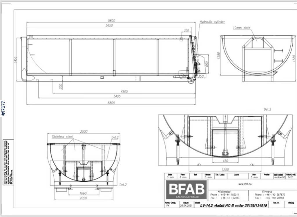  BFAB Asphalt tub on hook frame Інше обладнання
