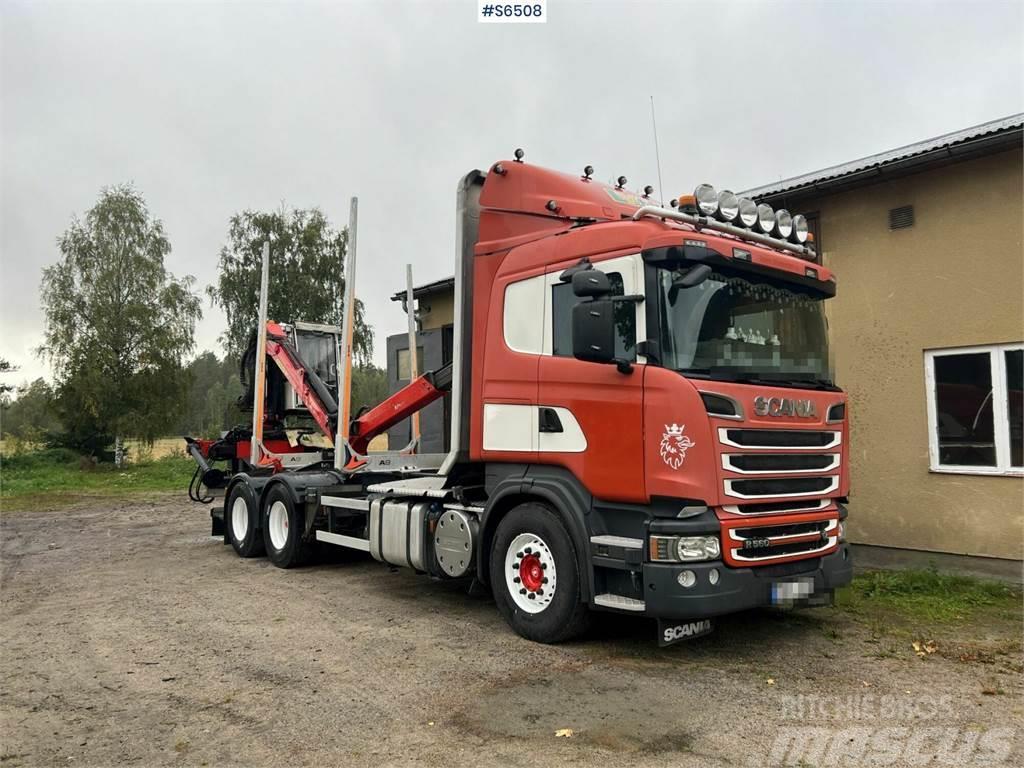 Scania R560 Timber Truck with trailer and crane Лісовози