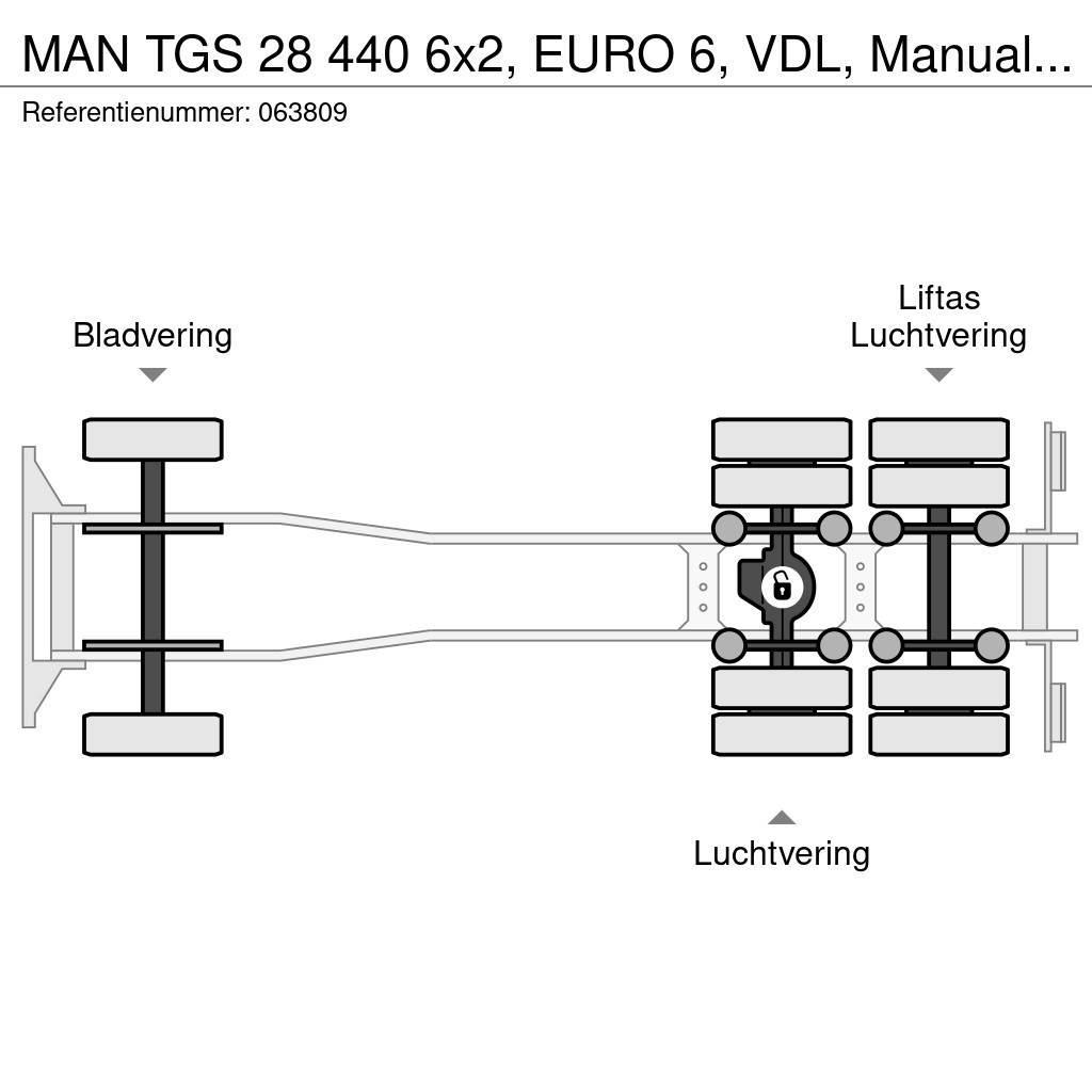 MAN TGS 28 440 6x2, EURO 6, VDL, Manual, Cable system Вантажівки з гаковим підйомом