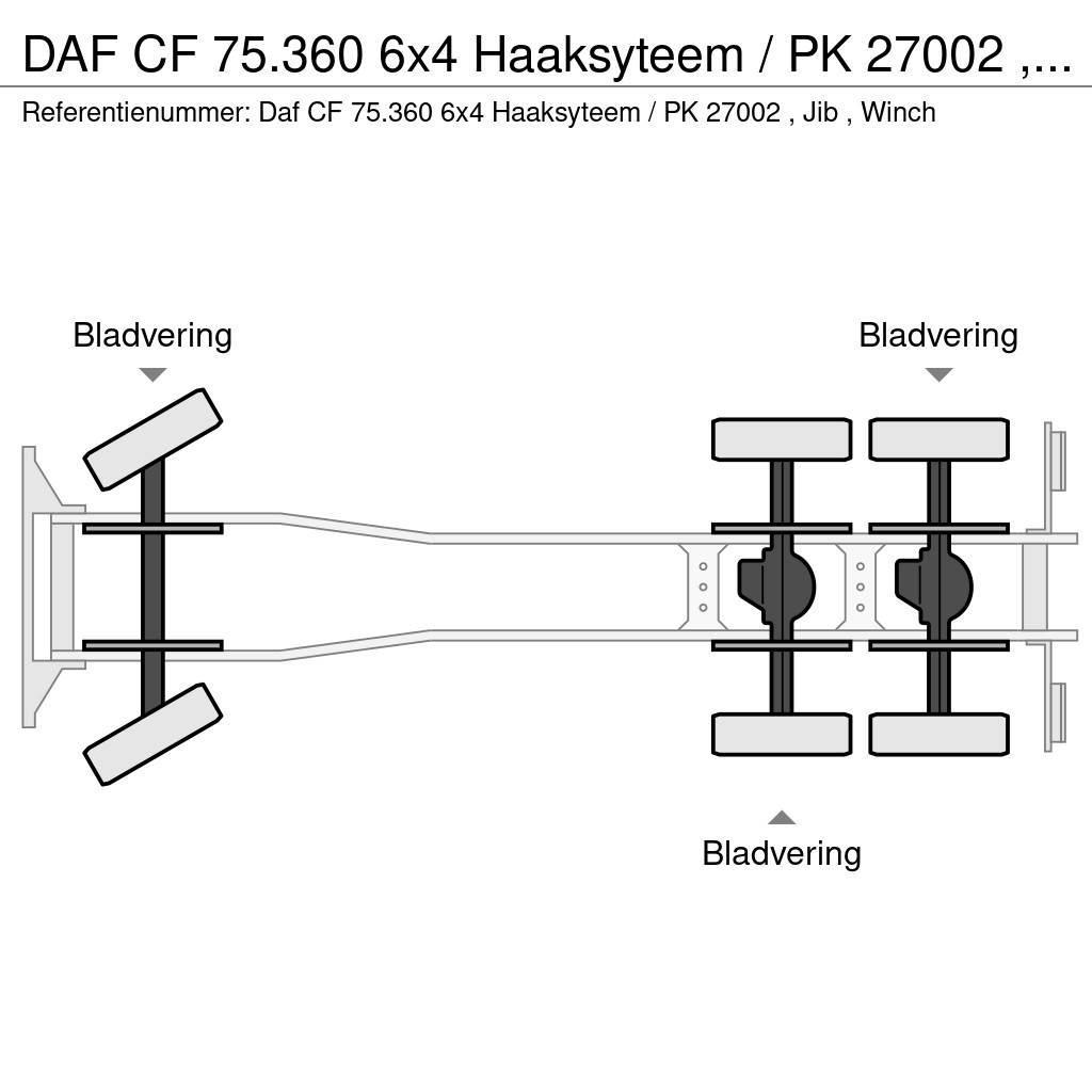 DAF CF 75.360 6x4 Haaksyteem / PK 27002 , Jib , Winch Вантажівки з гаковим підйомом
