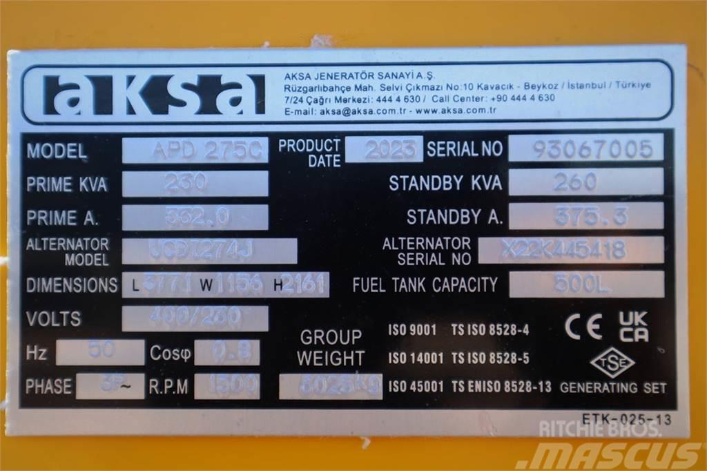 AKSA APD275C Valid inspection, *Guarantee! Diesel, 275 Дизельні генератори