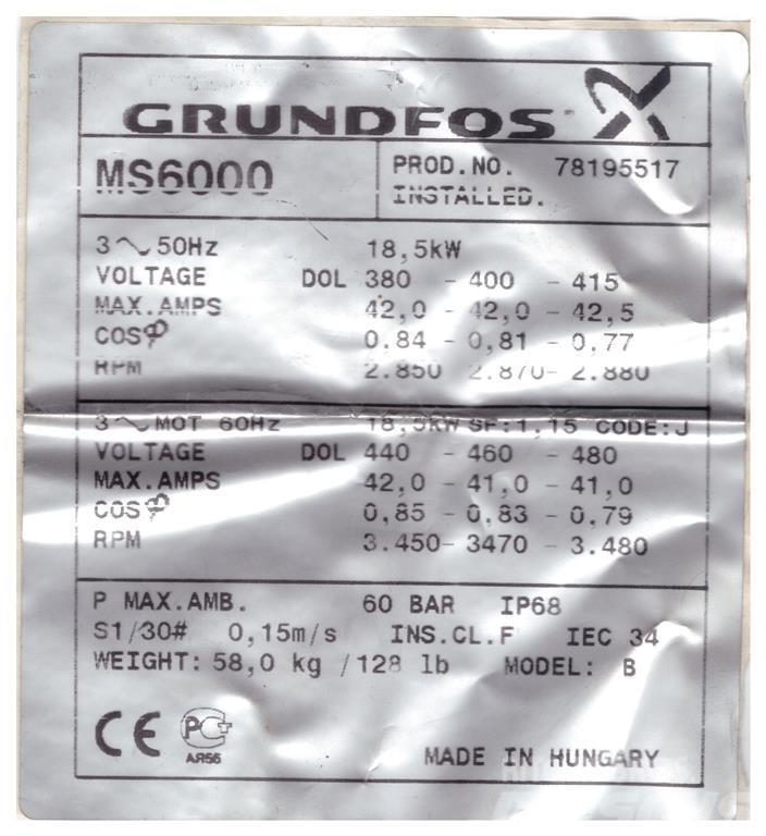 Grundfos SP60/11 - 25 HK Інше обладнання
