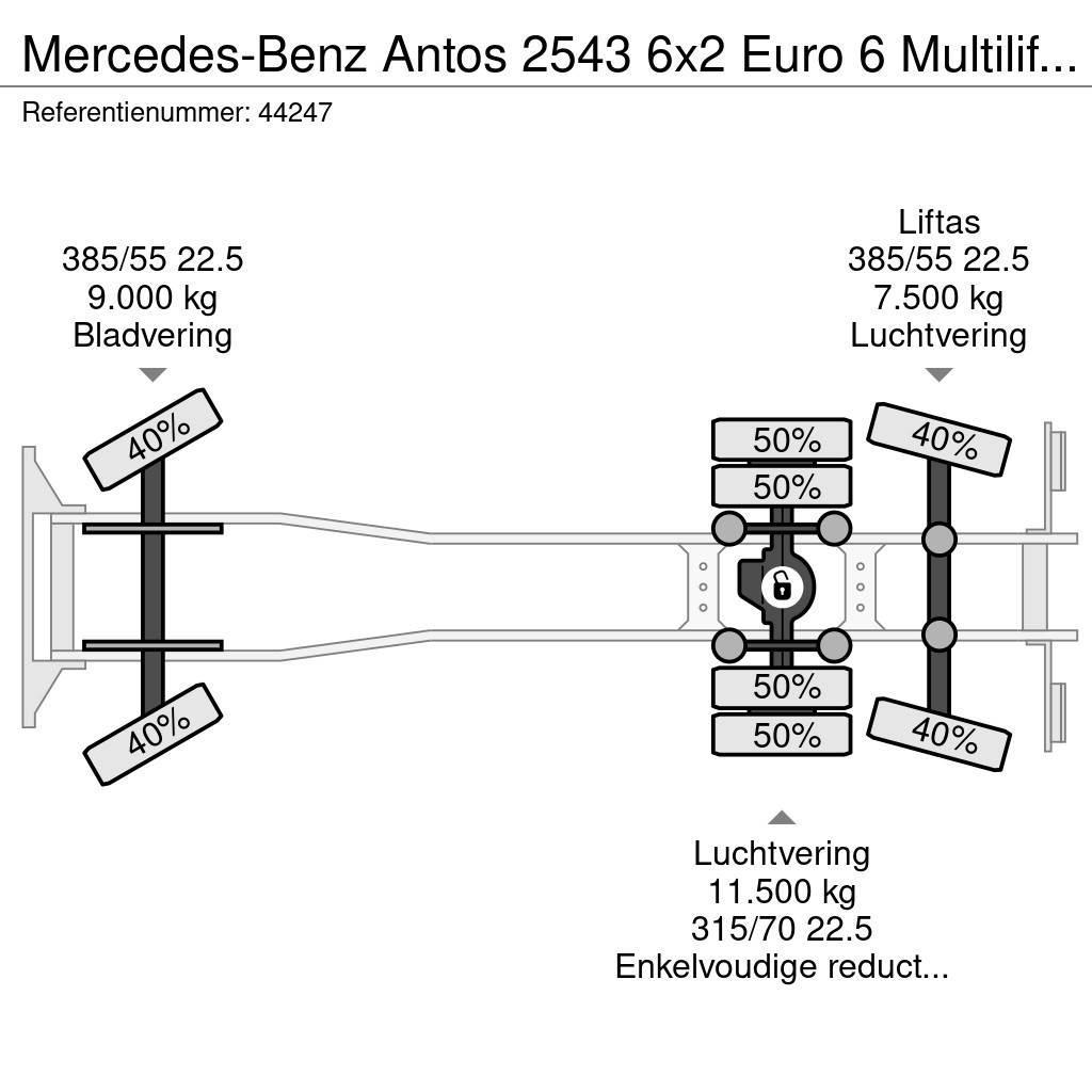 Mercedes-Benz Antos 2543 6x2 Euro 6 Multilift 26 Ton haakarmsyst Вантажівки з гаковим підйомом