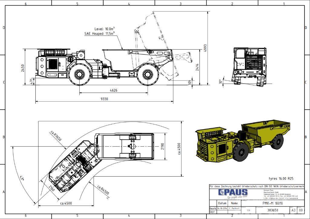 Paus PMKM 10010 / Mining / Dump Truck Підземні самоскиди