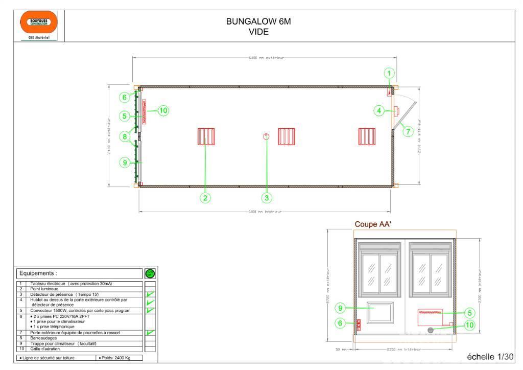  Bungalow 6 m Bureau vide Будівельні бараки