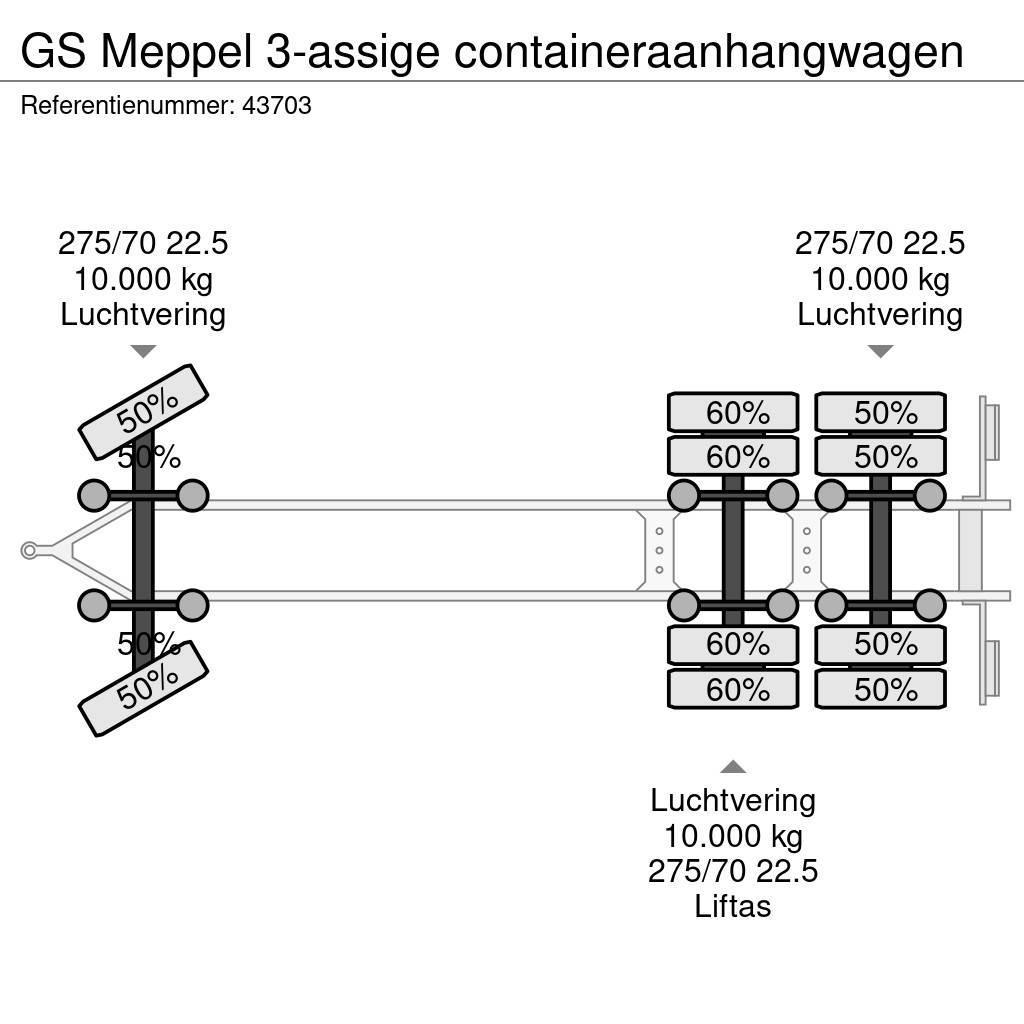 GS Meppel 3-assige containeraanhangwagen Причепи для перевезення контейнерів