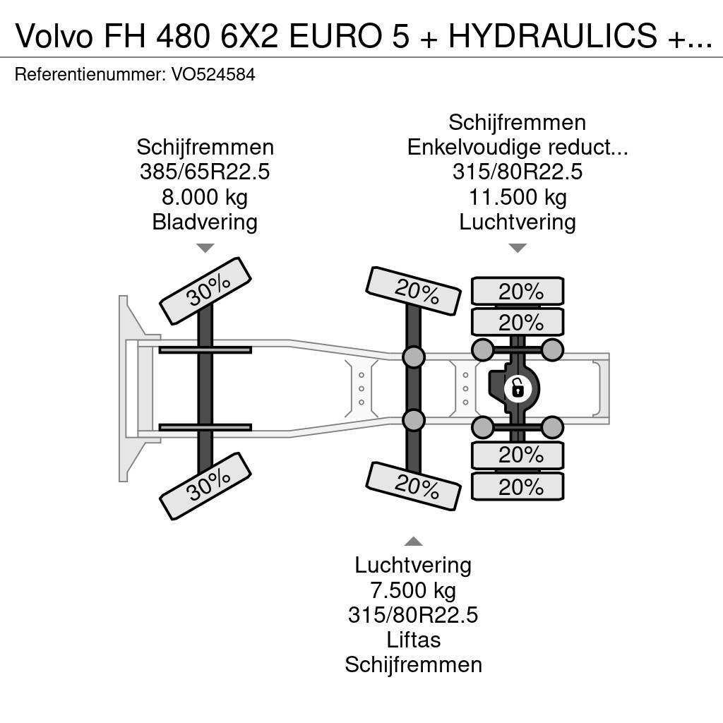 Volvo FH 480 6X2 EURO 5 + HYDRAULICS + STEERING AXLE Тягачі