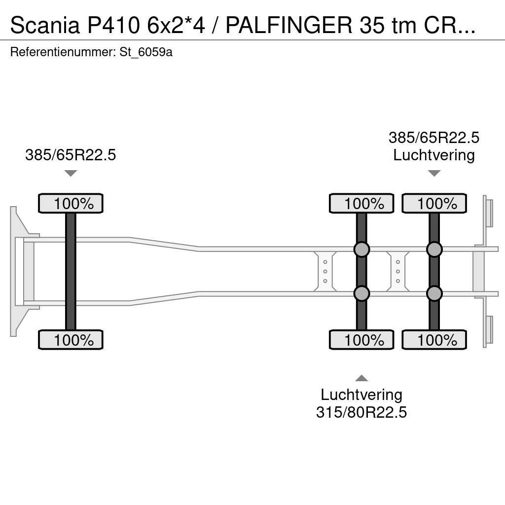 Scania P410 6x2*4 / PALFINGER 35 tm CRANE + WINCH Автокрани