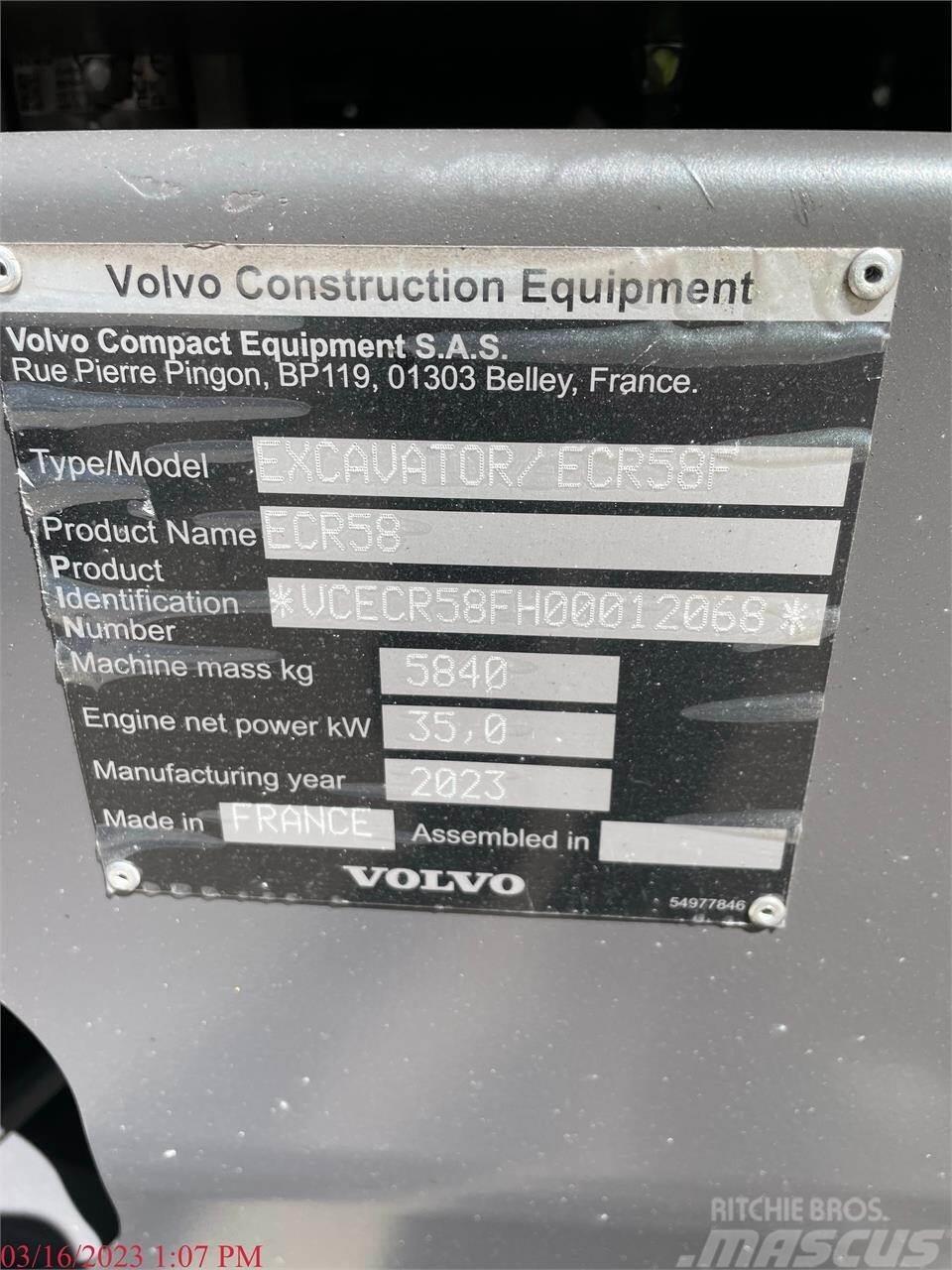 Volvo ECR58F Гусеничні екскаватори