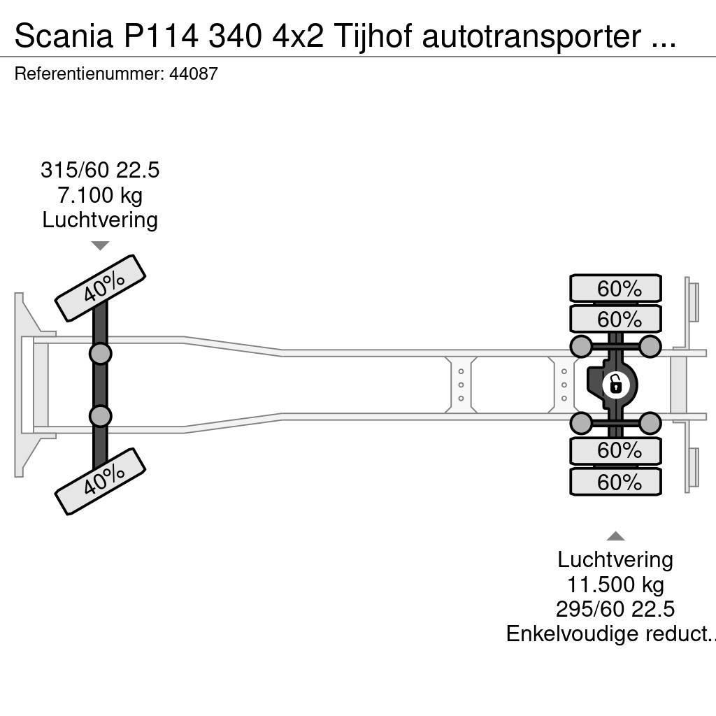 Scania P114 340 4x2 Tijhof autotransporter met hydraulisc Автовози