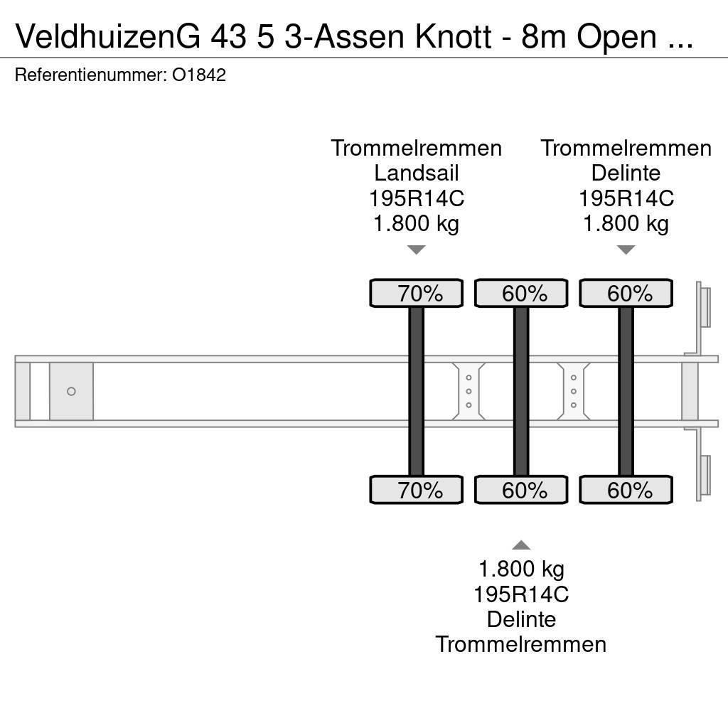 Veldhuizen G 43 5 3-Assen Knott - 8m Open Laadbak - Gegalvani Напівпричепи-платформи/бічне розвантаження