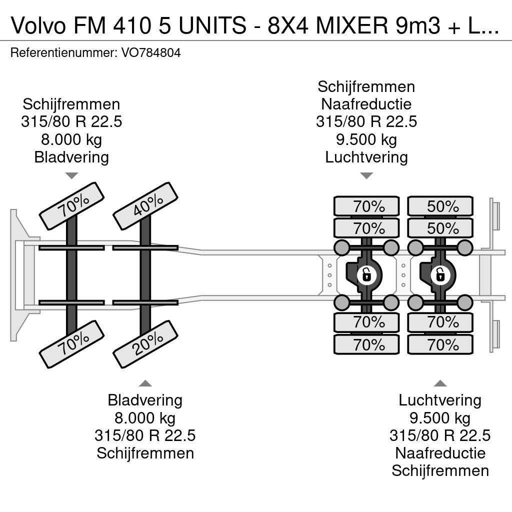 Volvo FM 410 5 UNITS - 8X4 MIXER 9m3 + LIEBHERR CONVEYOR Бетономішалки (Автобетонозмішувачі)