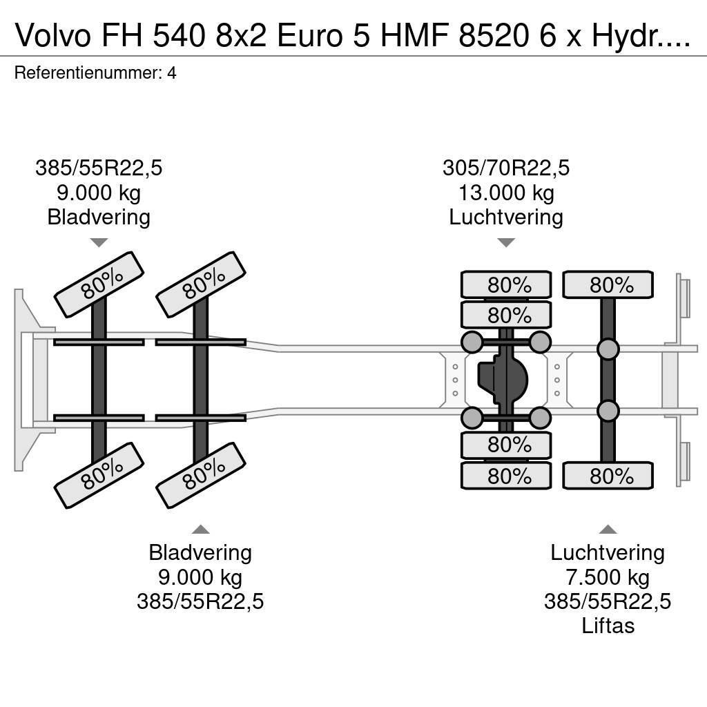 Volvo FH 540 8x2 Euro 5 HMF 8520 6 x Hydr. Jip 6 x Hydr. автокрани